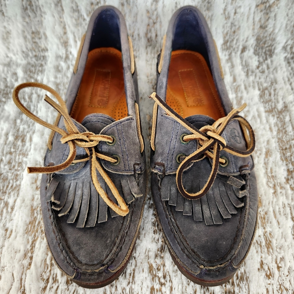 Timberland "3-Eye Lug" Grey Gray Leather Boat Shoe | Women's Size 9.5 - Picture 3 of 10